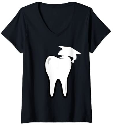 Damen Dental School Graduation Cap Graduate Zahnarzt DDS RDH Zahn T-Shirt mit V-Ausschnitt