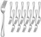 HaWare Lot de 12 grandes fourchettes de table en acier inoxydable pour la maison, la cuisine, le restaurant, argent et bord rond, poli miroir et passe au lave-vaisselle – 20 cm