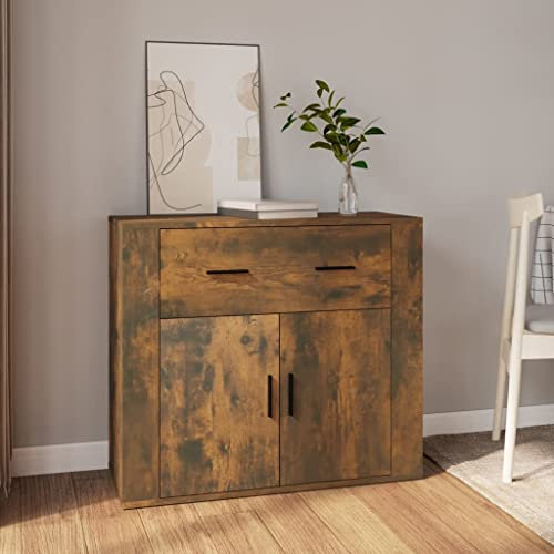 FIRBNUS 80x33x70 cm Aparador Roble Ahumado Mueble Entrada Recibidor Recibidores De Entrada Muebles De Cocina Vitrina Economica Mueble Auxiliar De Cocina