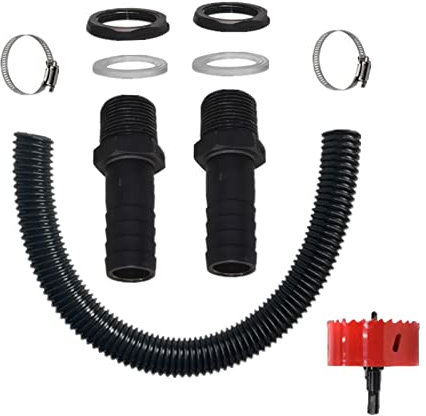 EKKJNQ Regenfass-Anschluss-Set für 1,5-Öffnung auf 38mm-Schlauch; geeignet für Regensammler, Regentonnen, Regenwassernutzung, für den Garten (mit Bohrer)