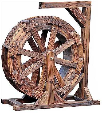 Holz Wasserrad Wasserspiel Wassermühle Garten Brunnen Water Fountain Wasserfall Handgemacht Teich Deko Teich Wheels Wasserlandschaft Mit Wasserpumpe für Teich,Patio, 30cm