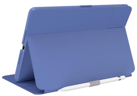 Speck Balance Folio Hülle für iPad 10,2 Zoll (2019-2021) - Fall- & Kameraschutz, schlanker Multi-Range-Ständer, Apple Pencil Halter - Grounded Purple/Sweater Grey/White