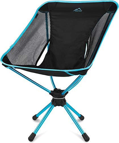 normani Campingstuhl Drehstuhl 360-Grad-Drehung Faltstuhl mit Drehgelenk und Netzfutter Anglerstuhl Belastbarkeit 120 Kg/Gewicht: 1116 g Farbe Blau