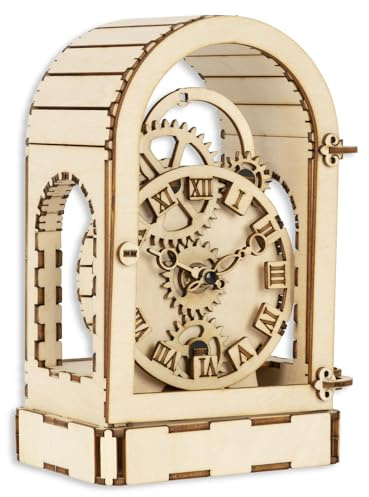 Crafts&Co® 3D Puzzle Holz für Erwachsene | Holzpuzzle 3D | Holzmodelle Bausätze mit Vintage-Design | 3D Holzuhr Modell Bausatz für Montage | Roboter-Uhr