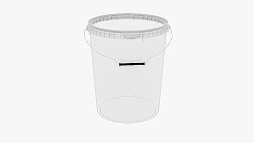MARMOS-PLAST 1 cubo de 25 litros, juego de cubos de plástico transparente con tapa, apilable, para leche, miel, recipiente para liberación de alimentos, apto para alimentos, para harina, agua