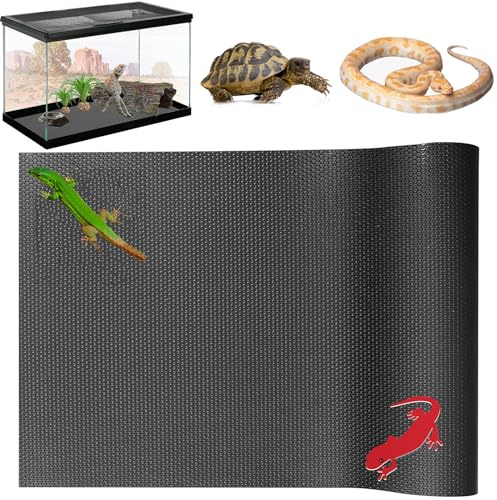 NEKOSUKI Reptile Substrate Liner Terrarium Carpet, Bearded Dragon Tank Accessories, Non-Adhesive Reptile Carpet Reptile Flooring Mat Bedding for Leopard Gecko (17.7x78.7 inch, Black)