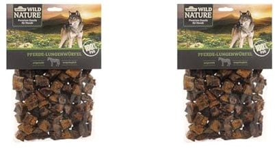 Dehner Wild Nature Hundesnack, Premium Hundeleckerli glutenfrei / getreidefrei, Würfelsnack für ernährungssensible Hunde, Pferde-Lunge, 2 x 200 g