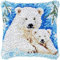 YanFei Craft Kit DIY Latch Hook Pillow Kit - Polar Bears Design, 43x43cm, Multicoloured, All Seasons, Unisex, Non-Foldable, Embroidery Kit for Kids, Teens & Adults