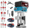 Yofuly Outil de défonceuse à bois sans fil pour batterie Makita 18 V, défonceuse avec 2 batteries de 4,0 Ah et chargeur, 800 W 30 000 tr/min pour le travail du bois avec 15 mèches de défonceuse de