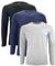 WBASIC Mens Round Neck 100% Long Sleeve Multicolor 3pcs Pack t-Shirt (Black/Grey/Navy) (UK, Alpha, M, Regular, Regular, Black-Navy-Grey)