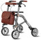 Uplivin Trive Rollator with Seat - Folding 4 Wheels Mobility Walker, Lightweight Aluminum Rollators with Adjustable Handle Cane Holder and Detachable Storage Bag (Grey)