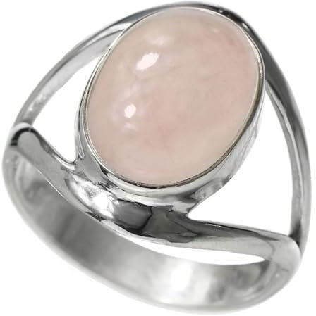 I-be, Rosenquarz Edelstein Ring oval 925 Sterling Silber, 105312-2B/10x14 (60)