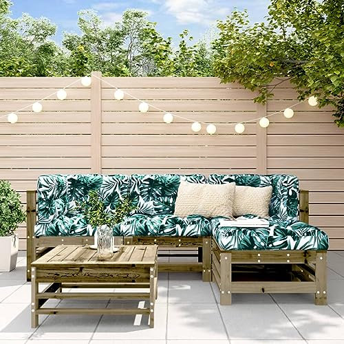 ULUYYUC 5-TLG. Garten-Lounge-Set, Schlafsessel Mit Bettfunktion Polsterbank Hocker Gartenbank Geeignet für Garten Hinterhof Balkon Außenbereich mit Kissen Imprägniertes Kiefernholz