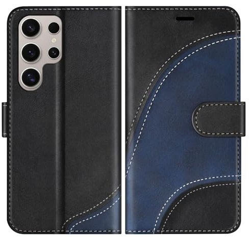 BoxTii Coque pour Samsung Galaxy S24 Ultra, Housse en Cuir PU Pochette de Portefeuille, Magnétique Étui de Protection Housse Coque pour Galaxy S24 Ultra, Noir
