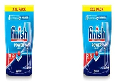 Finish Power All in One Dishwasher Tablets | Scent : Regular | Size: Total 75 Dishwasher Tabs |for Sparkling Clean 1st Time (Pack of 2)