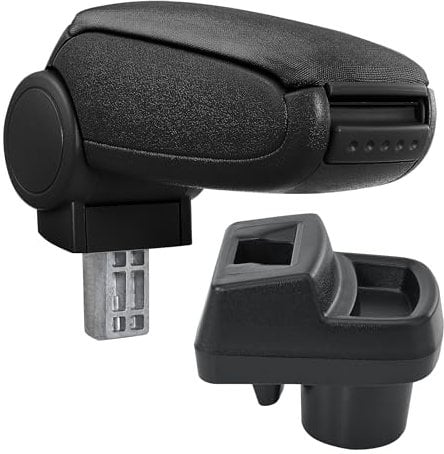 pro.tec Mittelarmlehne passend für Opel Corsa F ab 2019 mit Staufach gepolsterte Armauflage Mittelkonsole Textil Schwarz mit schwarzen Nähten