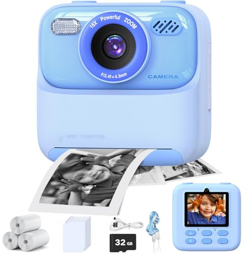 masterbee Kid Camera Instant Print Photo, Birthday Gifts for Girls and Boys, Kids Digital Camera Toys, 1080P HD Video, 3 4 5 6 7 8 9 10 11 12 Year Old Boy Gifts/Girl Gifts