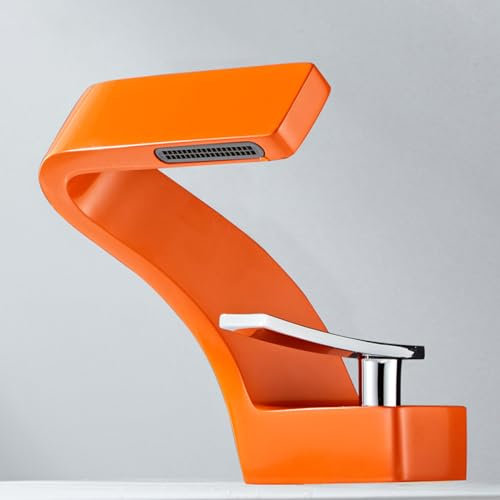 XJTNLB Mischbatterie Waschbecken Wasserfall Einhebelarmatur Wasserhahn Badezimmer Waschbecken Orange Farbe