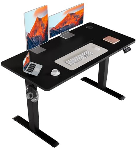 Flamaker Höhenverstellbarer Schreibtisch, Elektrischer Schreibtisch Höhenverstellbar für Steh-Sitz, Computertisch mit Memory-Funktion, Stabiler Tisch Standing Desk, Bürotisch,120 x 60 cm,Schwarz