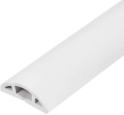 sourcing map 3.9ft Floor Cord Cover PVC Cable Protector 0.4W x 0.24H Cable Management White