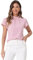 Allegra K Work Top for Women's Stand Collar Cap Sleeve Keyhole Back Elegant Business Blouse Pink S