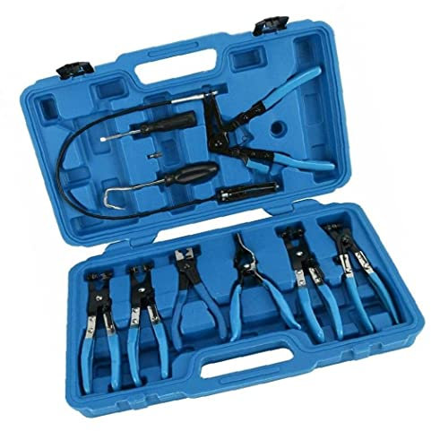 Multitool-Zangen, Zangen, Schlauchschellenzangen-Set, Wasserrohrzangen-Set, gerader Hals, Schlauchschellen-Entfernungswerkzeuge, Balkenzangen-Set, blau, 9-teilig, industrielle Präzisionsform (Farbe: