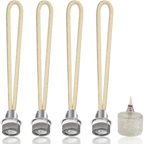 4 Stück Duftlampe Docht, 1.8cm Katalytische Lampe Ersatz Docht Mit Brenner, Duft Öllampe Ersatzdocht, Öllampe Docht, Duftlampe Docht Mit Katalytischem Brenner für Raumluft Verbessern Aromatherapie