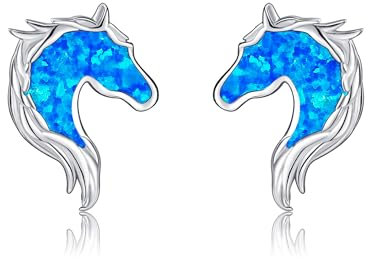 Pferde Ohrstecker 925 Sterlingsilber Opal Pferdekopf Ohrringe Pferde Schmuck Geschenke für Pferdeliebhaberinnen