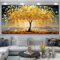 lianyibo Boho Style Moderne Chanceux Fortune Arbre Abstrait Doré Arbre De Vie Toile Grande Taille Affiche Impression Salon Décor À La Maison 60x120cm Sans Cadre