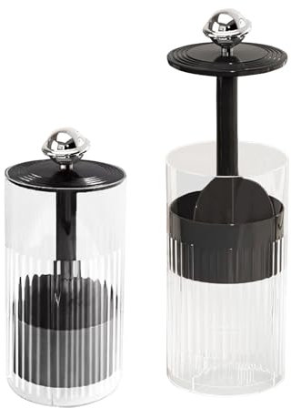 GIBZ Rangement Pinceaux Maquillage avec Couvercle Organisateur Salle De Bain Brosse à Dents avec 4 Fentes pour Vanité Bureau Transparent Argent Noir