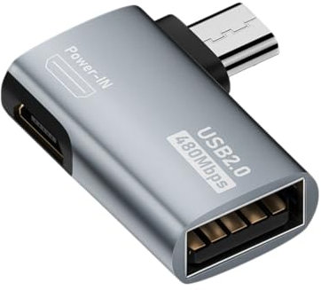 Qerwsdty Cable Adaptador OTG 4K con Suministro de Energía Micro-USB A USB con Diseño en Ángulo. Adecuado para Tableta, TV (Derecha)
