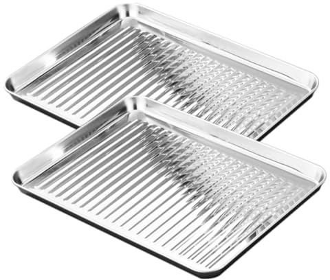 YARNOW 2pcs Stainless Baking Tray Bread Pans for Baking Cookie Plate Prestige Tray Non-Stick Mold Easy to Clean