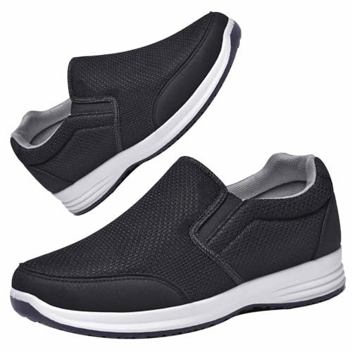 Aocase Zapatos para DiabéTicos para pies Hinchados Hombre Extra Ancho Zapatillas para Hombre Sin Cordones Diseño Cómodo Ancho Especial Sneakers Casual,Menblack,40 EU