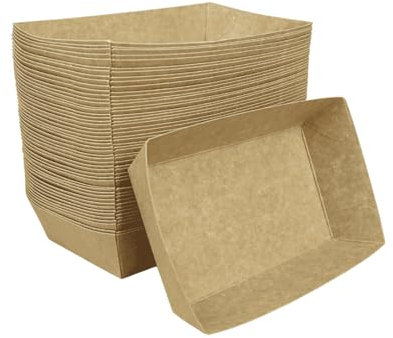 Enpack Snackschale A14-50 Stück Snackschalen aus Kraftpapier - Snack Box 16x11x4 cm - Currywurst Schale 500 ml - Behälter für Tapas, Chips, Pommes etc. - optimal geeignet als Fingerfood Schalen