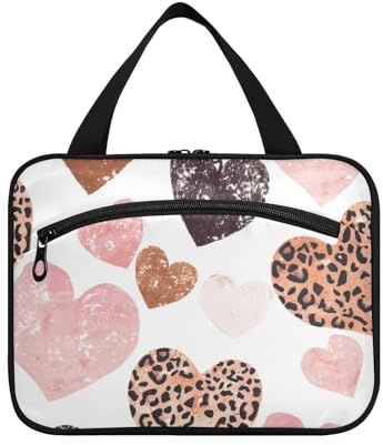 Herren-Kulturbeutel mit Haken, Motiv: Leopardenmuster, 80er-Jahre, mit Haken, niedliche Designer-Kulturtasche für Reisen, Make-up, Rucksackreisen, Maleta para maquillaje L