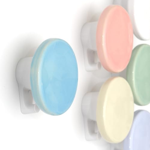 bomidé - Wandhaken Keramik rund – Handgemacht in Portugal, Garderobenhaken für Wand, Bad & Küche (2x Blau)