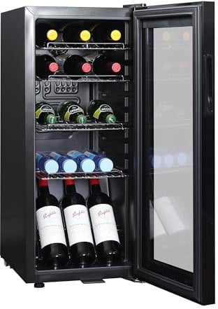 Sommertal Kühlschrank GK60– Leiser Getränkekühlschrank mit LED, Touchscreen & Schloss kleiner Flaschenkühlschrank schwarz 60L