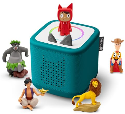 tonies Toniebox 2 Pack Boite à Histoire pour Enfant 1 à 9 Ans, Robuste & Facile à Utiliser, avec Le Roi Lion, Baloo, Aladdin et Woody, Vert Océan