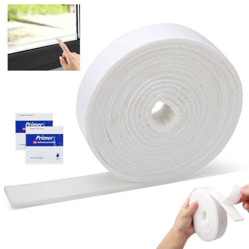 3cm*4m Fenster Kondensationsabsorber, Kondenswasser Absorber für Fenster, Anti Kondenswasser Fenster, Filzstreifen mit 4ml haftvermittler, Weiß