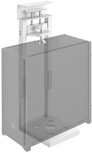 monTEK 30KG Heavy Duty Under Desk PC Mount, No Drilling Required, White | Adjustable Ventilated PC Holder with Protective Padding, 409MM-650MM Height, Ideal for Office, Home, Classroom