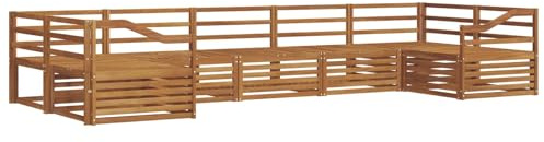 vidaXL Sofagarnituren 7 pcs Natur Massivholz Akazie, Garten, Moderne Sofas, langlebige Möbel, Terrasse, Bequeme Lounge, praktische Sitzgelegenheit