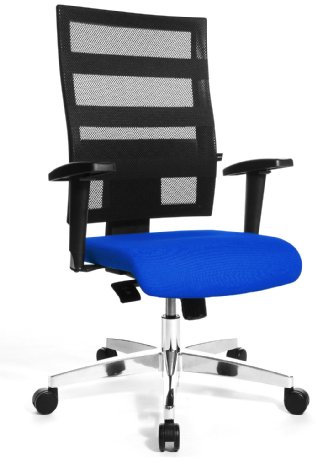 Topstar X-Pander 959TT380, Bürostuhl, Schreibtischstuhl, inkl. höhenverstellbare Armlehnen, Netzbezug, Bezugsstoff, blau/schwarz