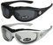 X-CRUZE 2er Pack Choppers 911 Sonnenbrillen Motorradbrille Sportbrille Radbrille - 1x Modell 01 (schwarz/schwarz getönt) und 1x Modell 05 (silber/annährend transparent) - Modell 01 + 05 -