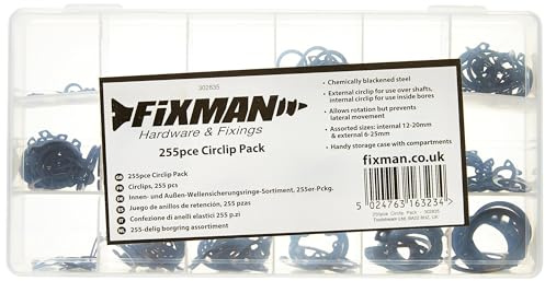 Fixman Innen- und Außen-Wellensicherungsringe-Sortiment 255-teilig, 1 Stück, schwarz, 302835