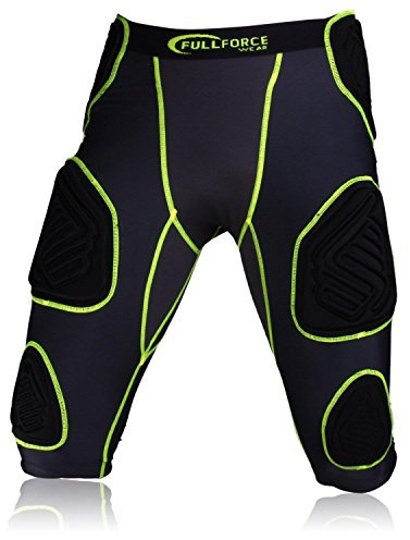 Full Force American Football Unterhose Shocc Lite 7 Pocket Pad, schwarz/neon grün, Gr. XL
