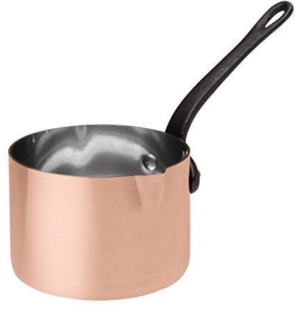 Kupfer-Sauciere Ø 11 cm mit Ausgießer | Kupfertopf Kupferkasserolle