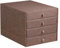 Rhodia 318863C Schubladenbox (mit 4 Schubladen, Griffe aus Metall, Kunstleder, elegant und praktisch, ideal für Ihr Büro oder Ihr zu Hause) 1 Stück, schokoladenbraun