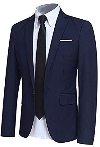 Veste Costume Hommes Slim Fit Formal Blazer Hommes, Bleu Marine, M