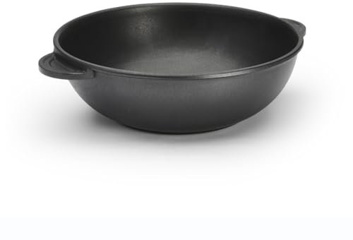 De Buyer - Wok bombé antiadhésif à 2 anses CHOC EXTREME - Diamètre 32 cm -, Noir