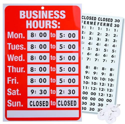 Panneau « Business Hour Open Closed » – Lot de panneaux d'heures de bureau avec ventouses pour porte, fenêtre, magasins, restaurants, bars, magasins de coiffure, salons de coiffure (heures
